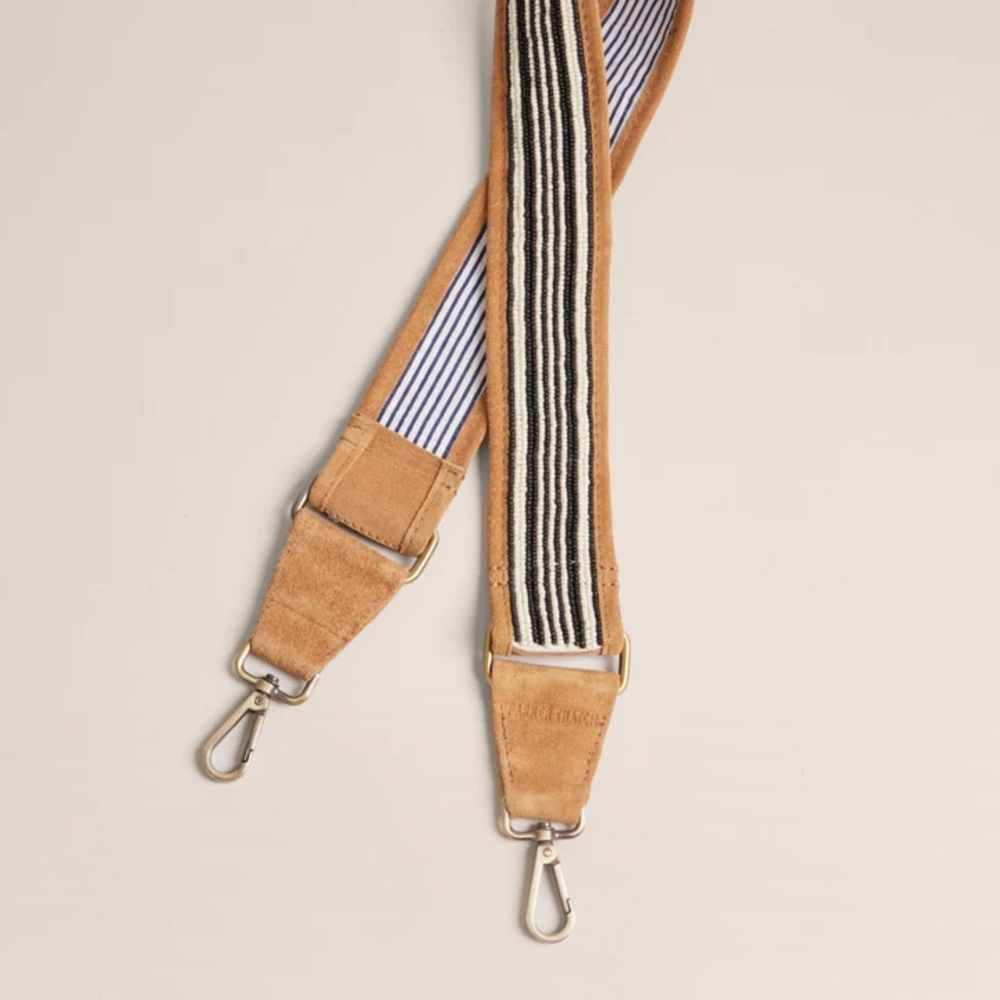 Parker Thatch Beaded and Suede Crossbody Strap - Tan and Black - Picture 2 of 5